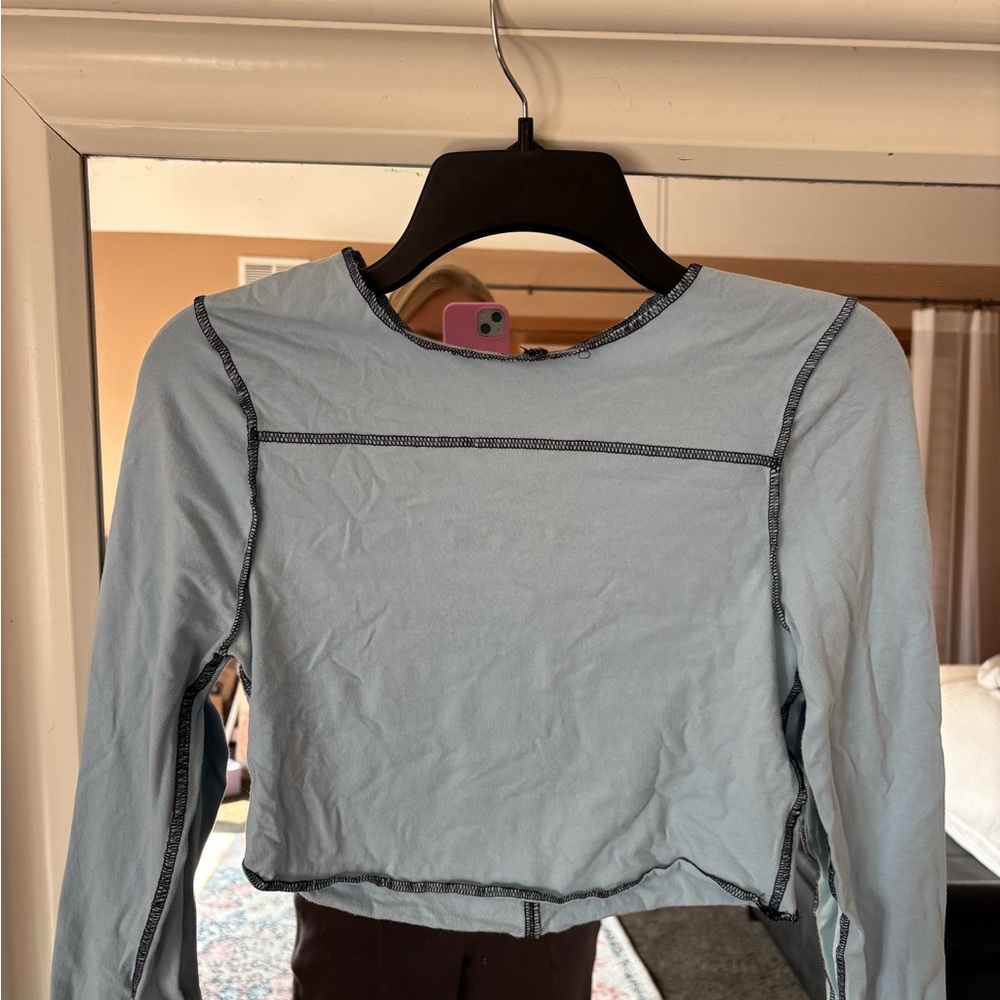 Pacsun Light Blue Top with Contrast Stitching